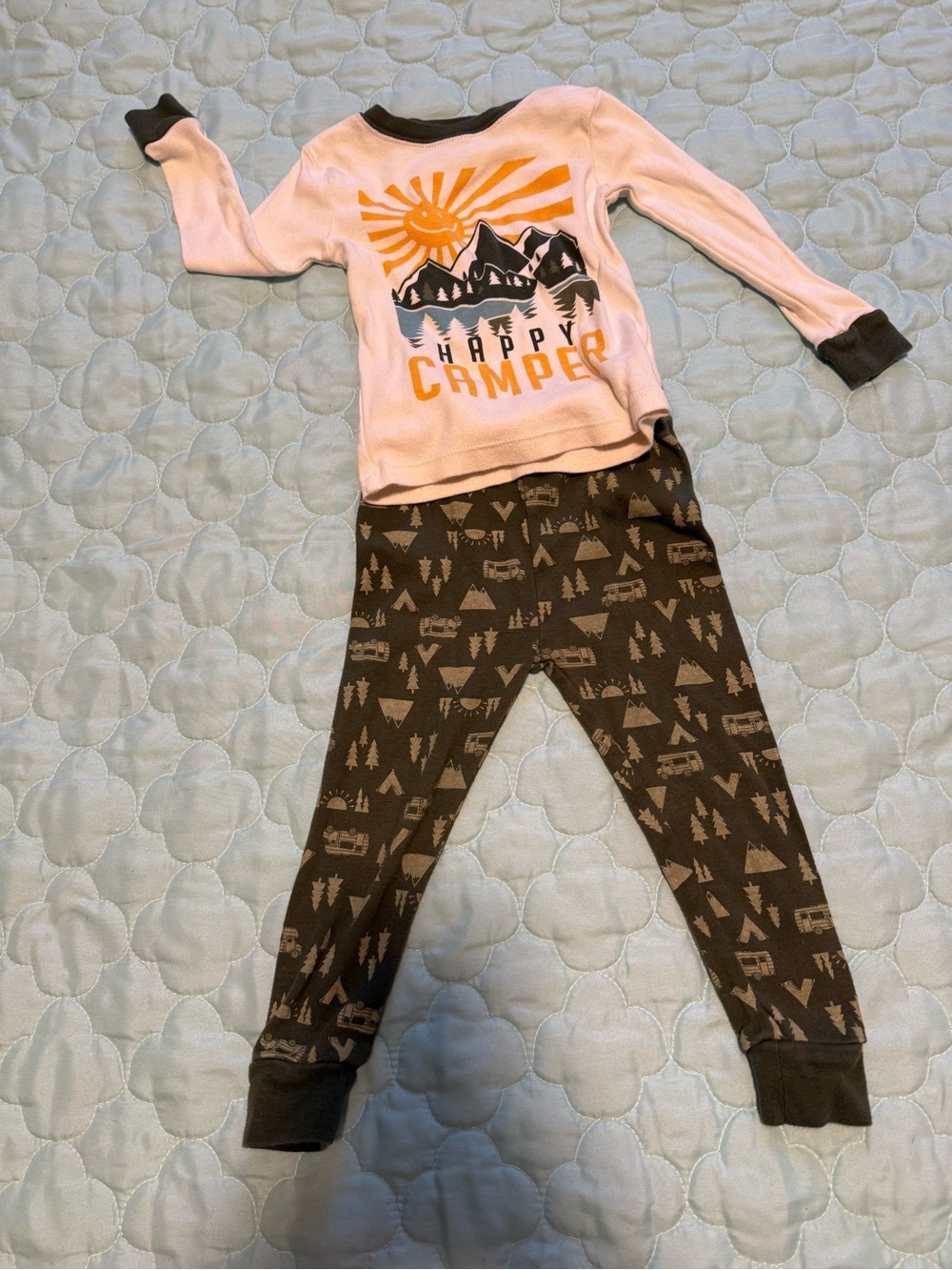 Wonder Nation Olive Green and Cream Pajama Set with Nature Motifs
